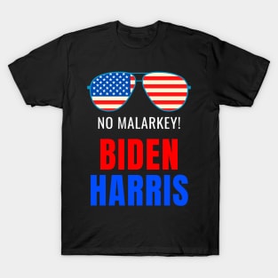 No Malarkey, Biden Harris 2020 for The American President, Funny Anti Trump USA Flag T-Shirt